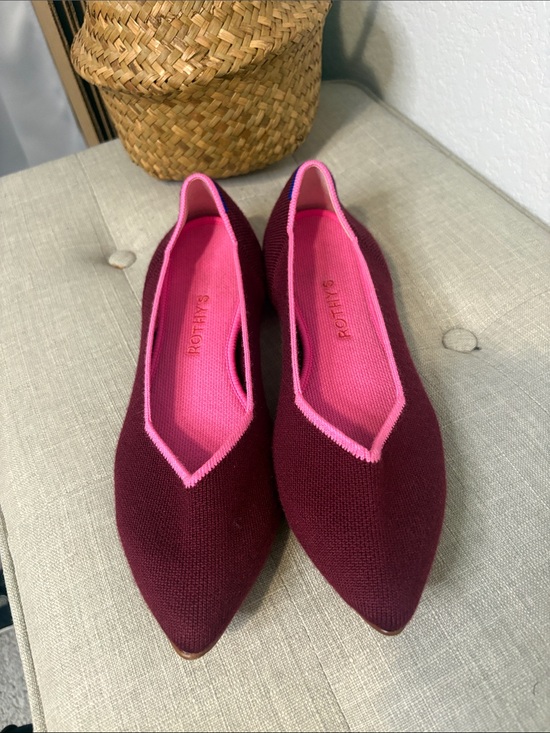 Rothy's Shoes - Rothy's Merino Wool Burgundy the pointe size 9 Pointed Knit Flats with Pink Trim